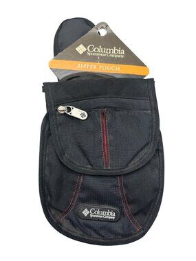 Columbia Sportswear Zipper Pouch Black & Red Nylon Travel & Outdoor Bag READ NEW